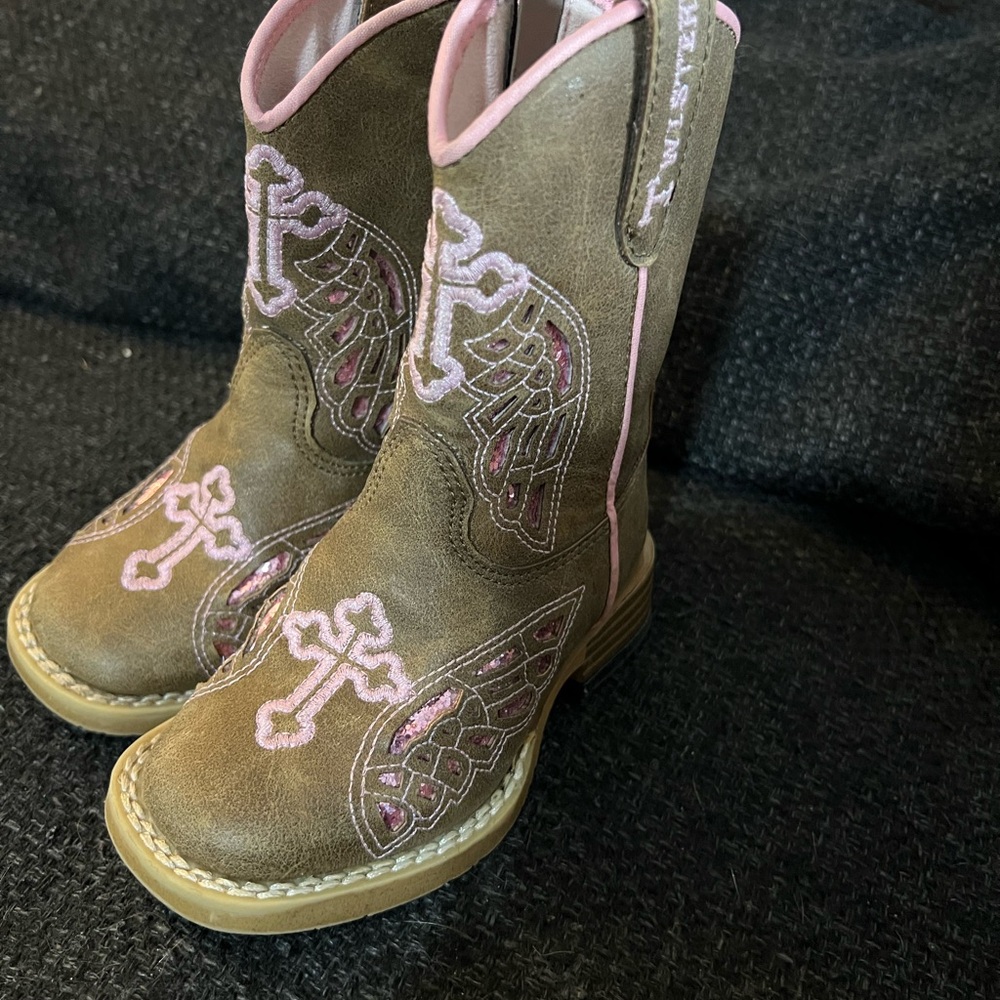 Brown and Pink Western Boots